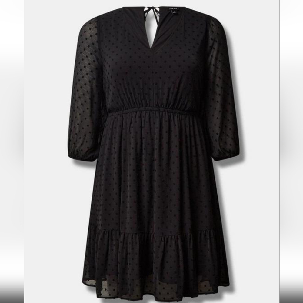 Torrid Black Clip Dot Mini Dress, NWOT, Size 1X